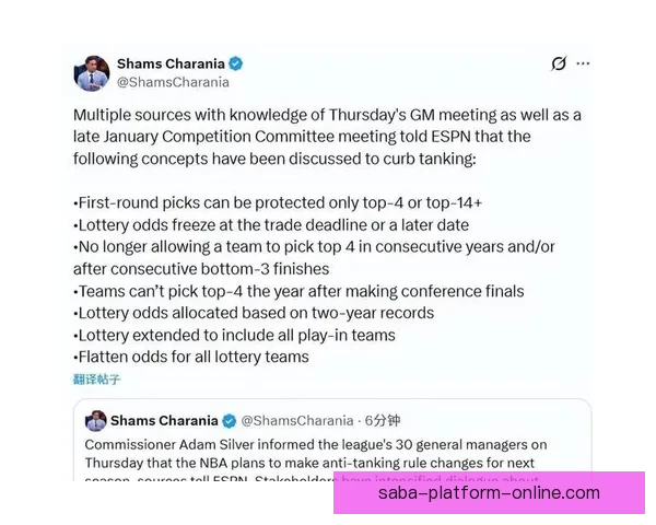 NBA反摆烂计划引争议 名记直言季后赛球队不应只为乐透签